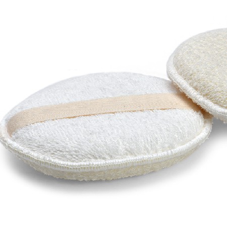 Organic circular dual texture scrubbing sponge for cleaning, skin friendly body bath cleaning tools, mud scrubbing wholesale manufacturer