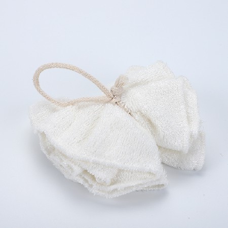 White bamboo fiber bath ball, bathroom scrub bath, flower bath ball, scrub bath, soft PE exfoliating foam ball